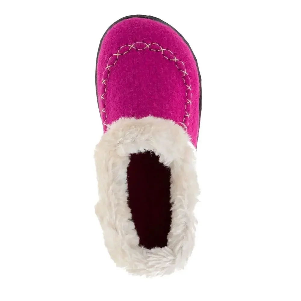 Kamik Pink Toddlers Cozy Cabin 2 Kids Size 5 Fur Lined Felt Slippers NEW